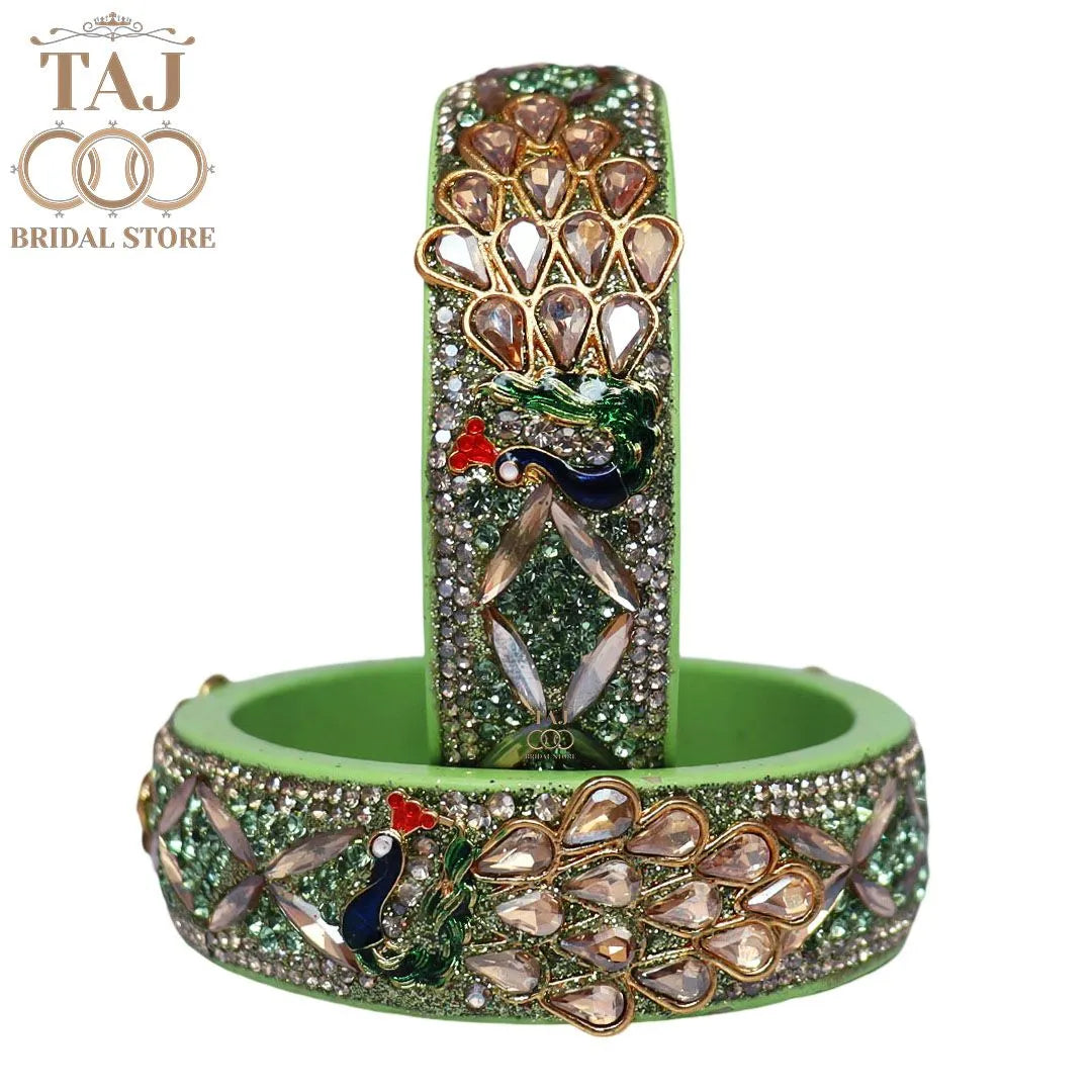 Premium Jaipuri Lac Kada Bangles Set with Latest Peacock Design