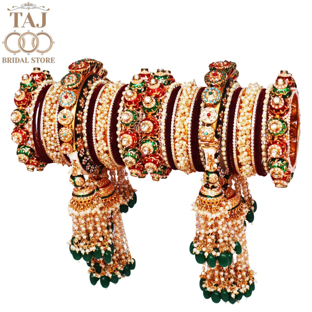 Luxurious Rajwadi Bangles Set with Beautiful Heavy Bangadi