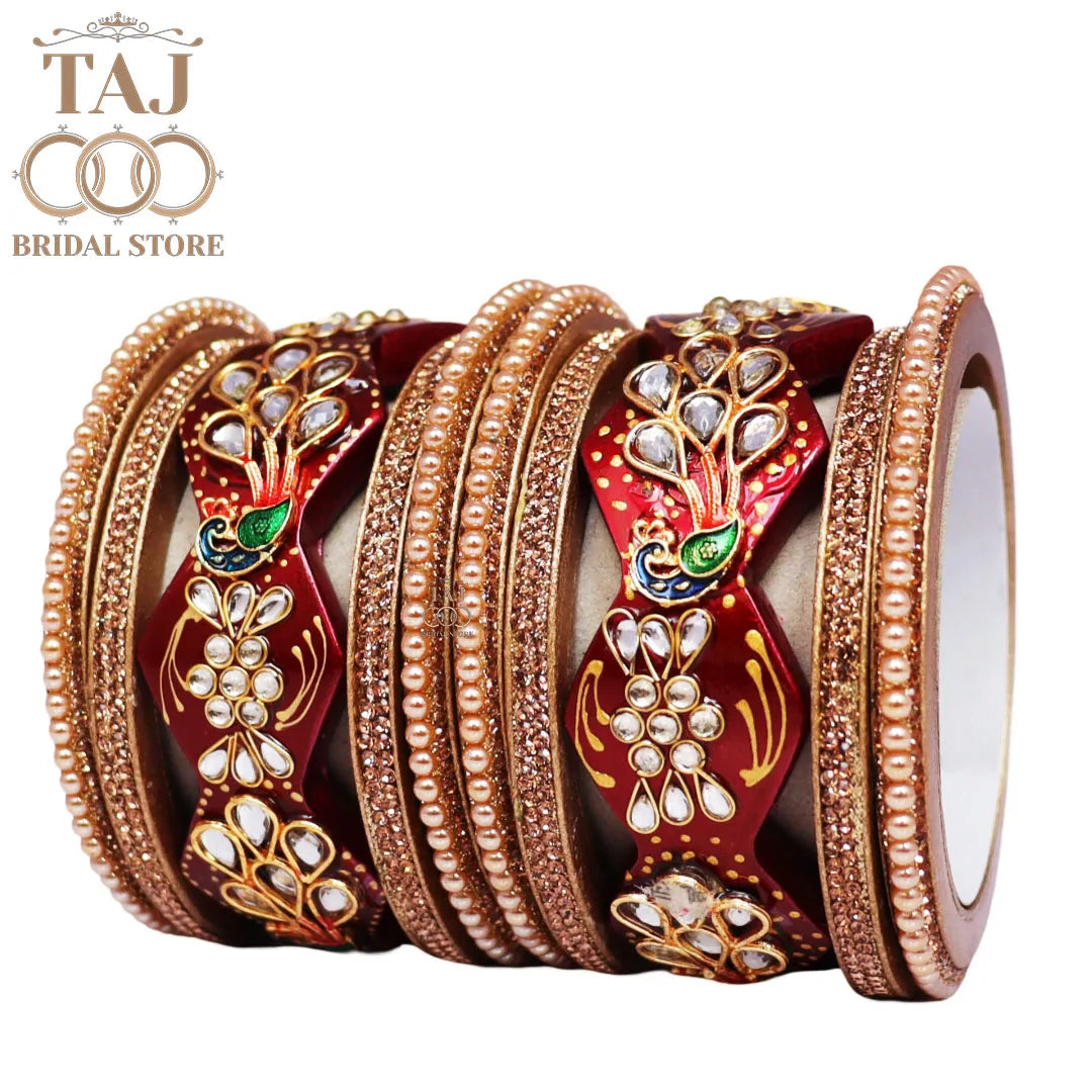 Premium Designer Lac Bangles Set with Latest Peacock Design