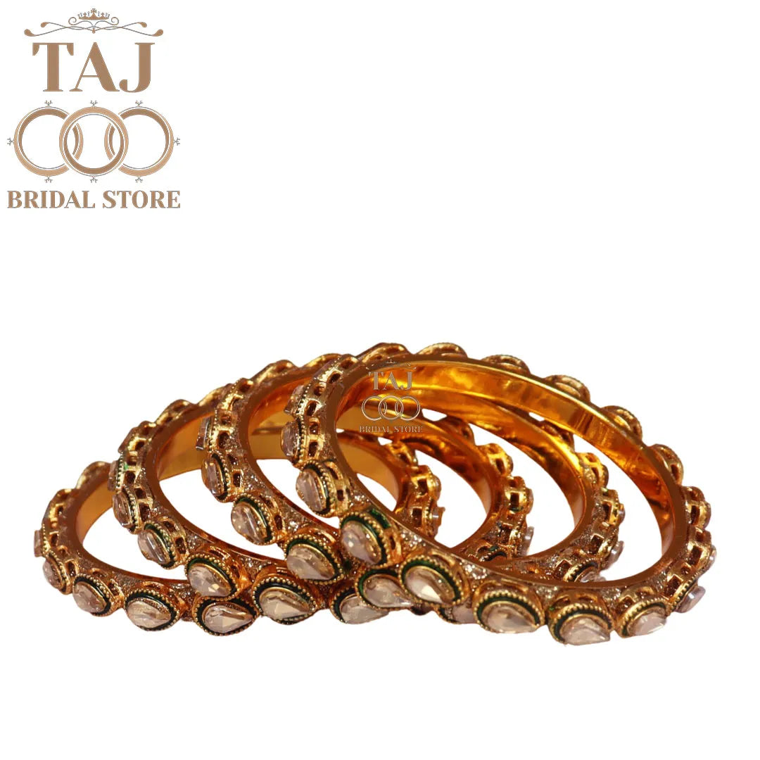 Kundan Rajwadi Metal Kada Set With Beautiful Kundan Design (Set of 4)