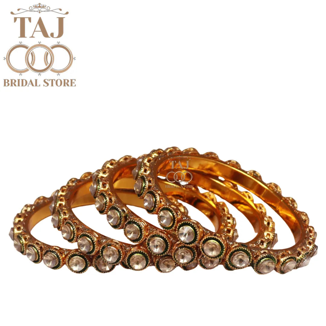Kundan Rajwadi Metal Kada Set With Beautiful Kundan Design (Set of 4)