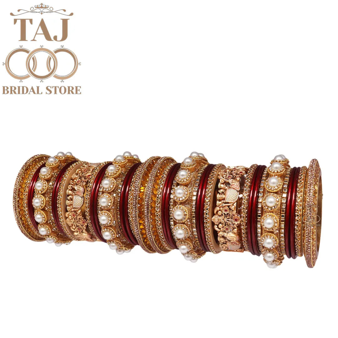 Royal Rajwadi Wedding Bangles Set With Beautiful Elephant Design Metal Kada