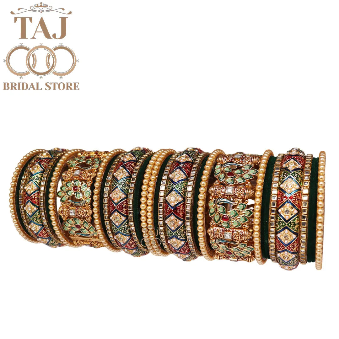 Indian Wedding Bangles Set With Beautiful Latest Peacock Design Kada Taj Bridal Store