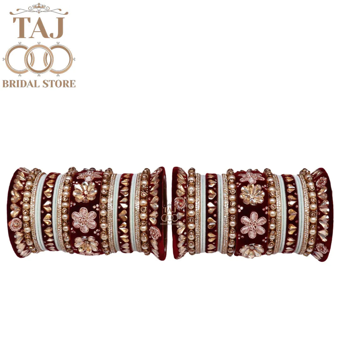 Designer Metal Wedding Chura Set With Beautiful Kundan Design