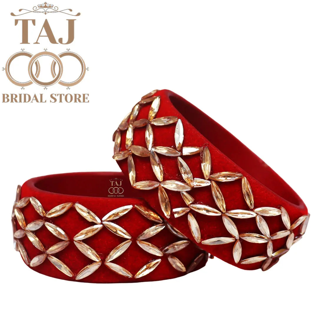Rajasthani Traditional Lac Kada Set With New Kundan Design (Set Of 2)