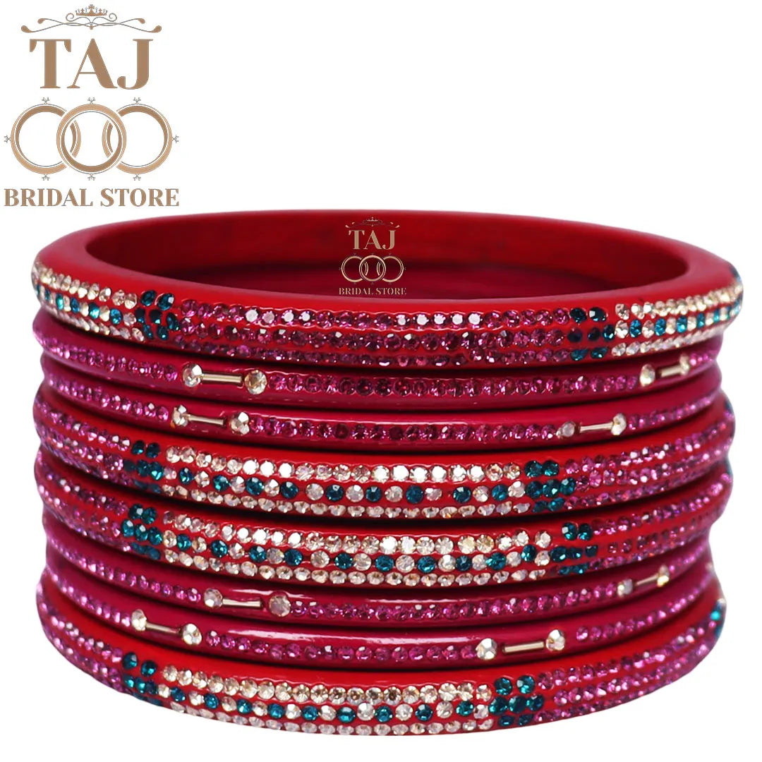 Traditional Lac Short Chura Set With Beautiful Best Rhinestons Design (Set Of 8)