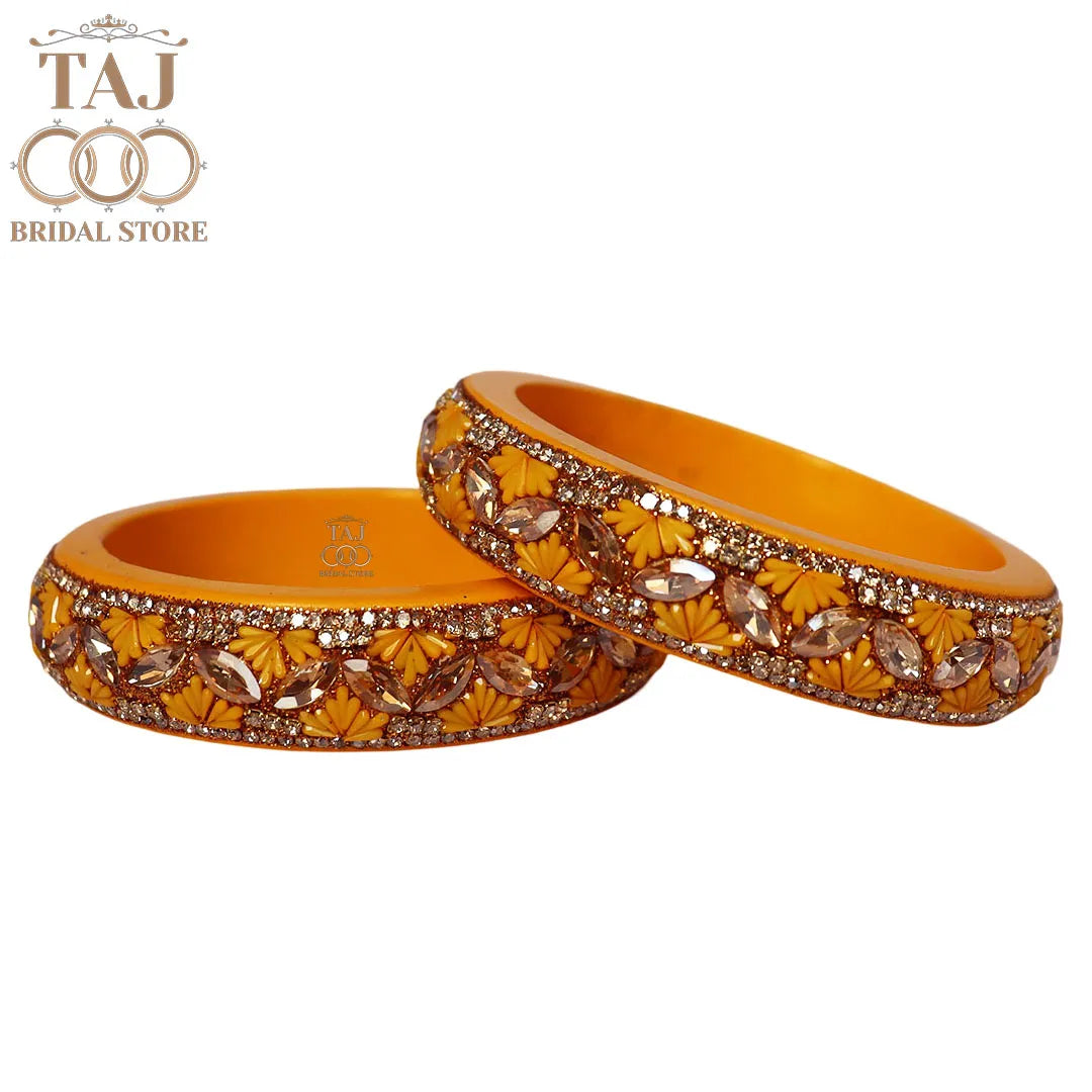Jaipuri Stylish Lac Kada Bangles in Latest Kundan Rhinestones Design