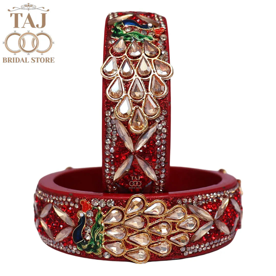 Premium Jaipuri Lac Kada Bangles Set with Latest Peacock Design