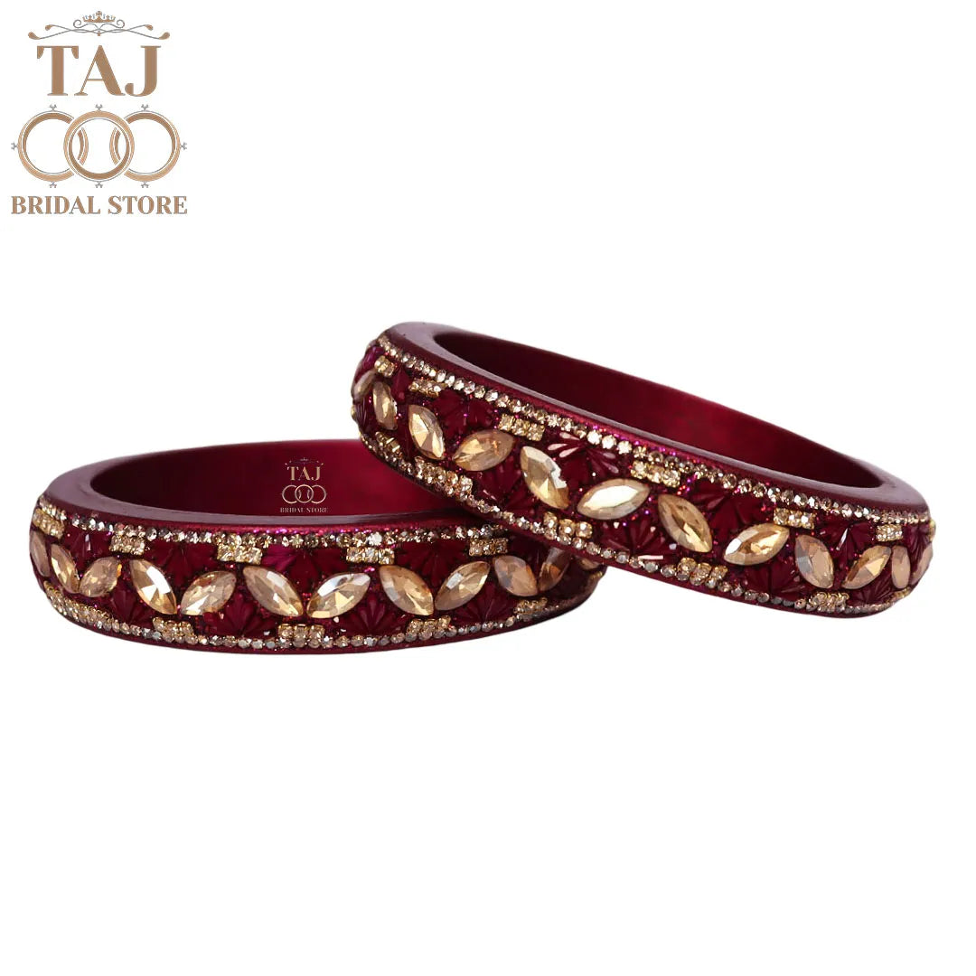 Jaipuri Stylish Lac Kada Bangles in Latest Kundan Rhinestones Design