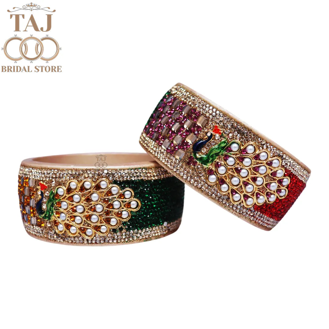 Rajasthani Lac Kada Set with New Peacock Design (Set of 2)