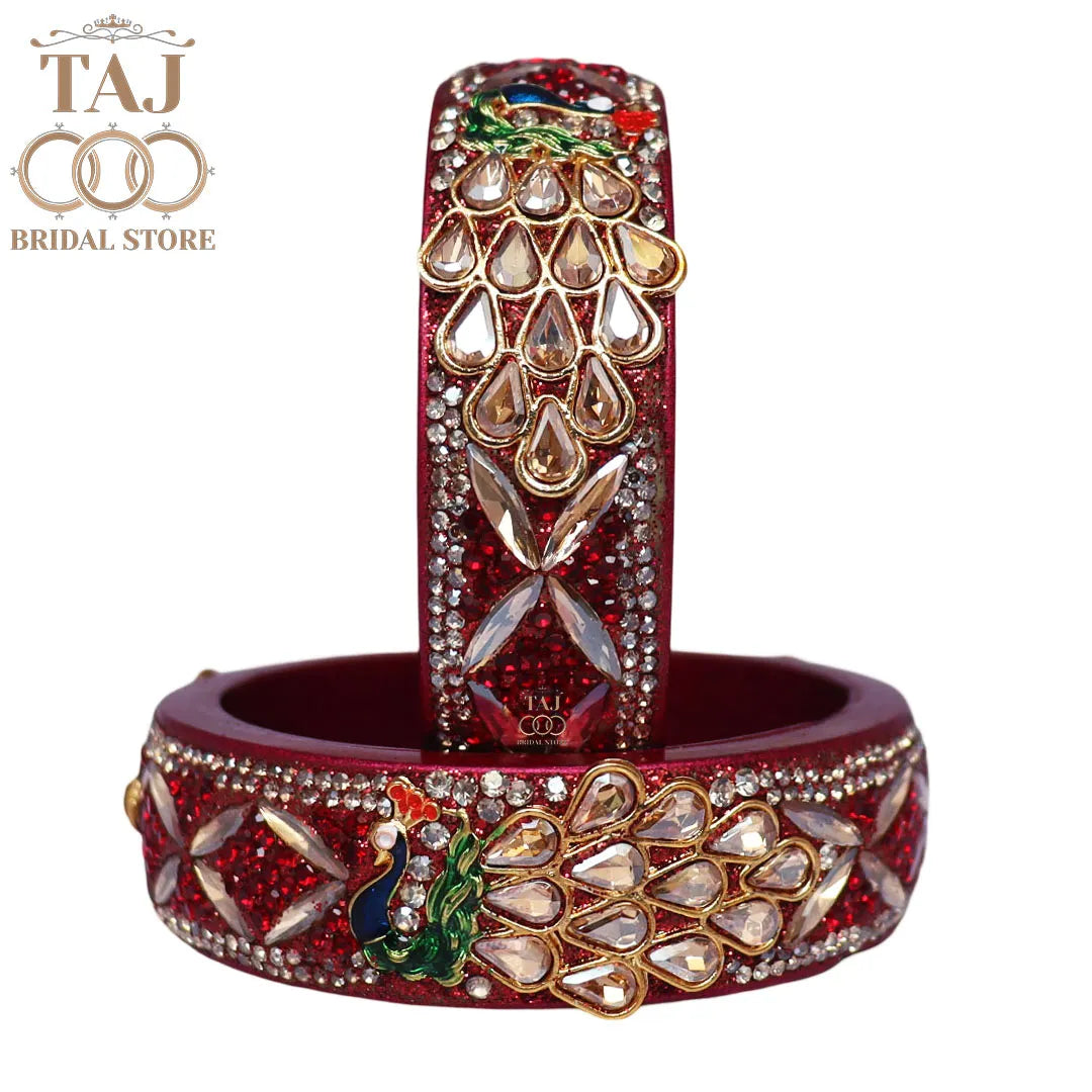 Premium Jaipuri Lac Kada Bangles Set with Latest Peacock Design