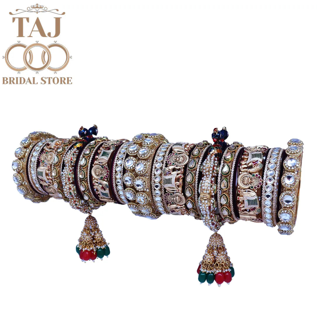 Royal Rajasthani Chuda Set With Beautiful Latest Peacock and Jhoomer Design