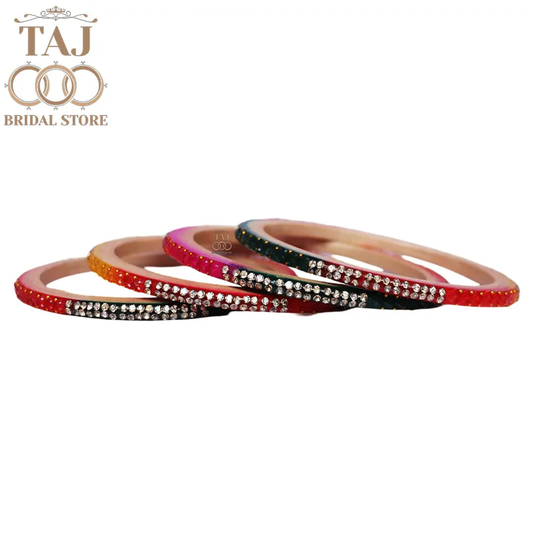 Rajasthani Lac Bangles With Beautiful Traditional Rhinestons Design