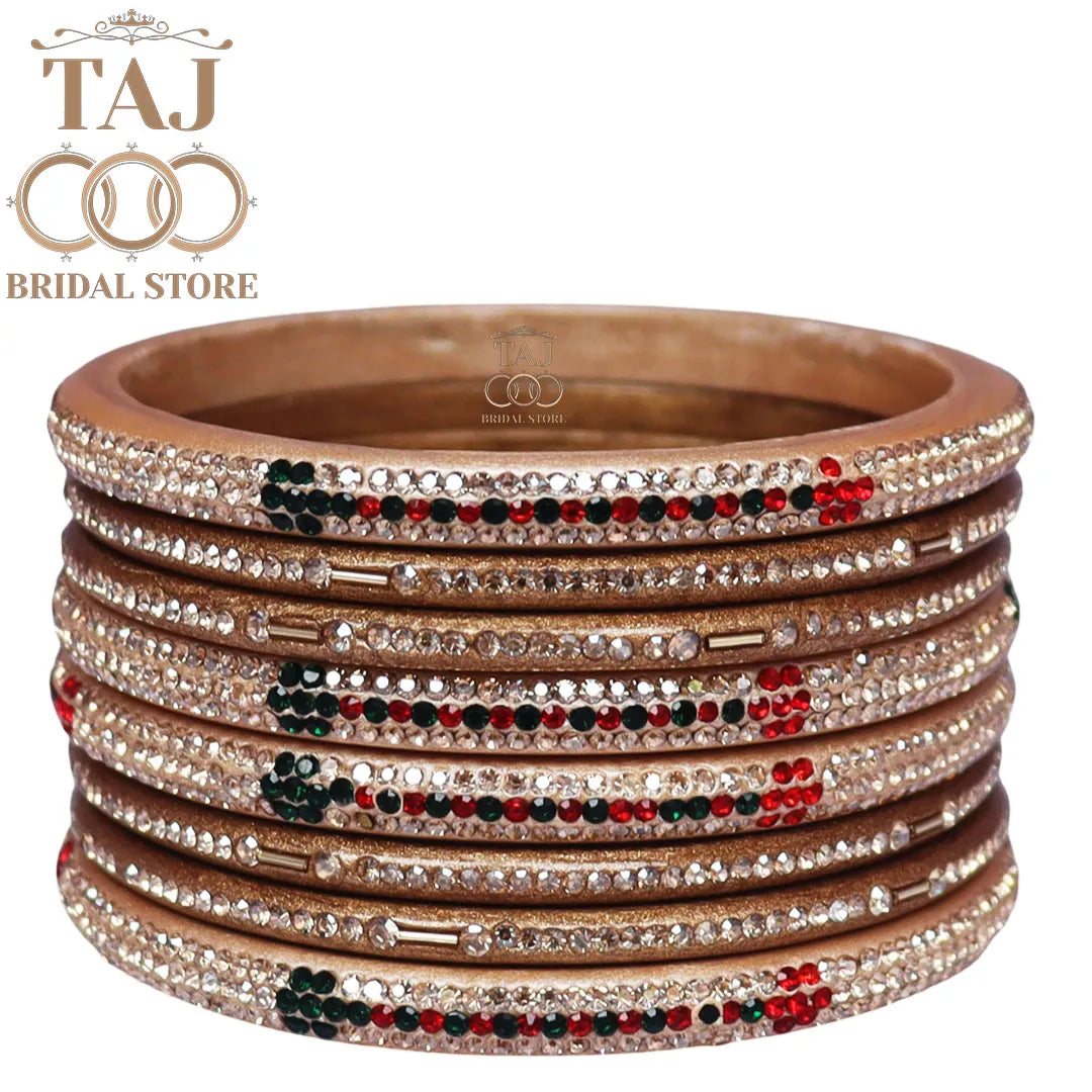 Traditional Lac Short Chura Set With Beautiful Best Rhinestons Design (Set Of 8)