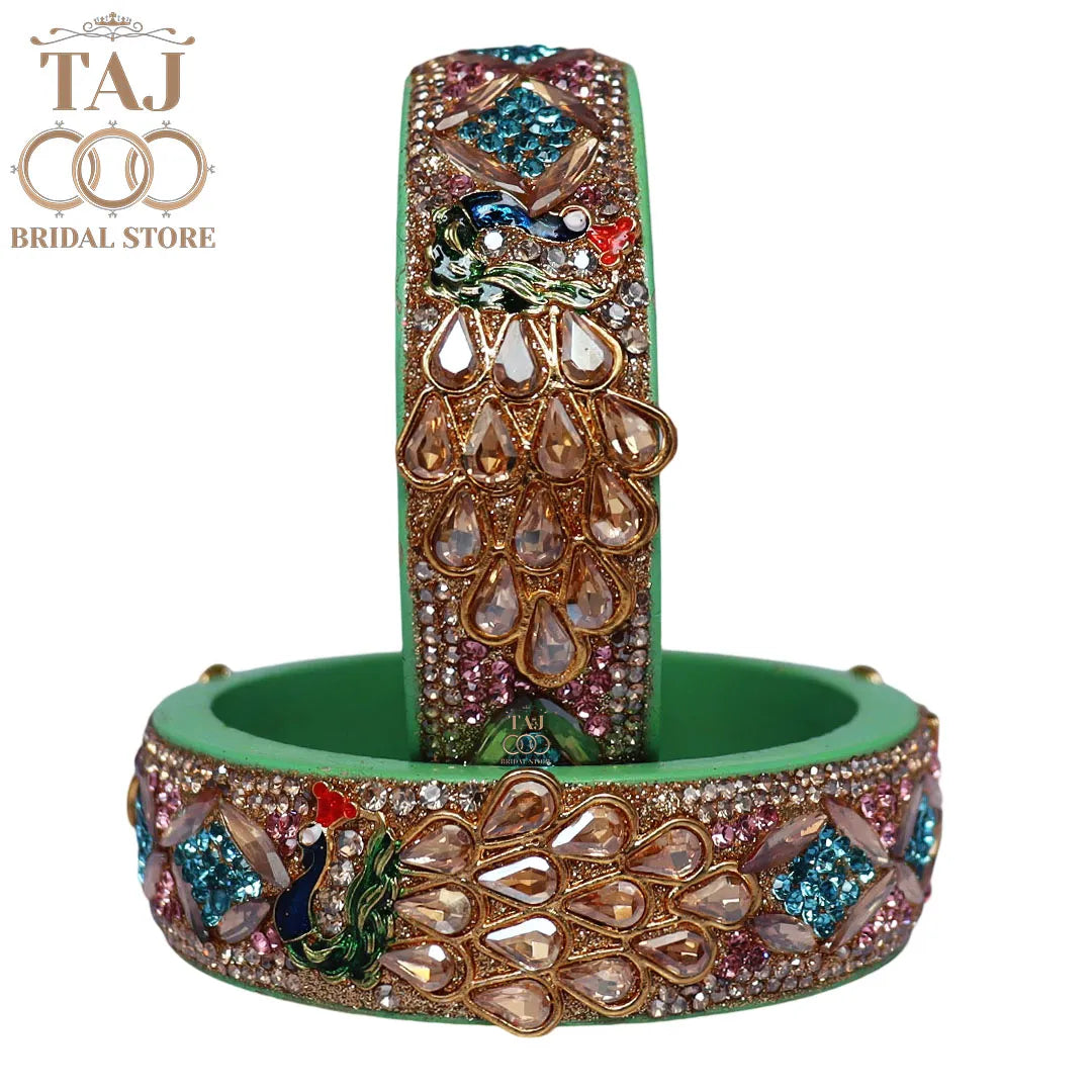Premium Jaipuri Lac Kada Bangles Set with Latest Peacock Design