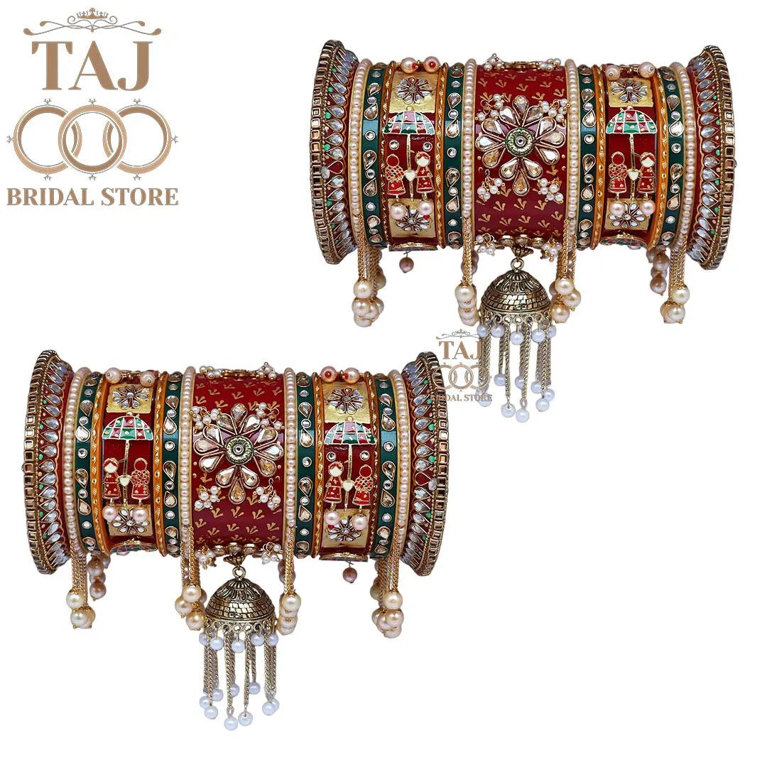 Rajwadi Wedding Chuda With Beautiful Umbrella Design Kada And Jhoomer Design