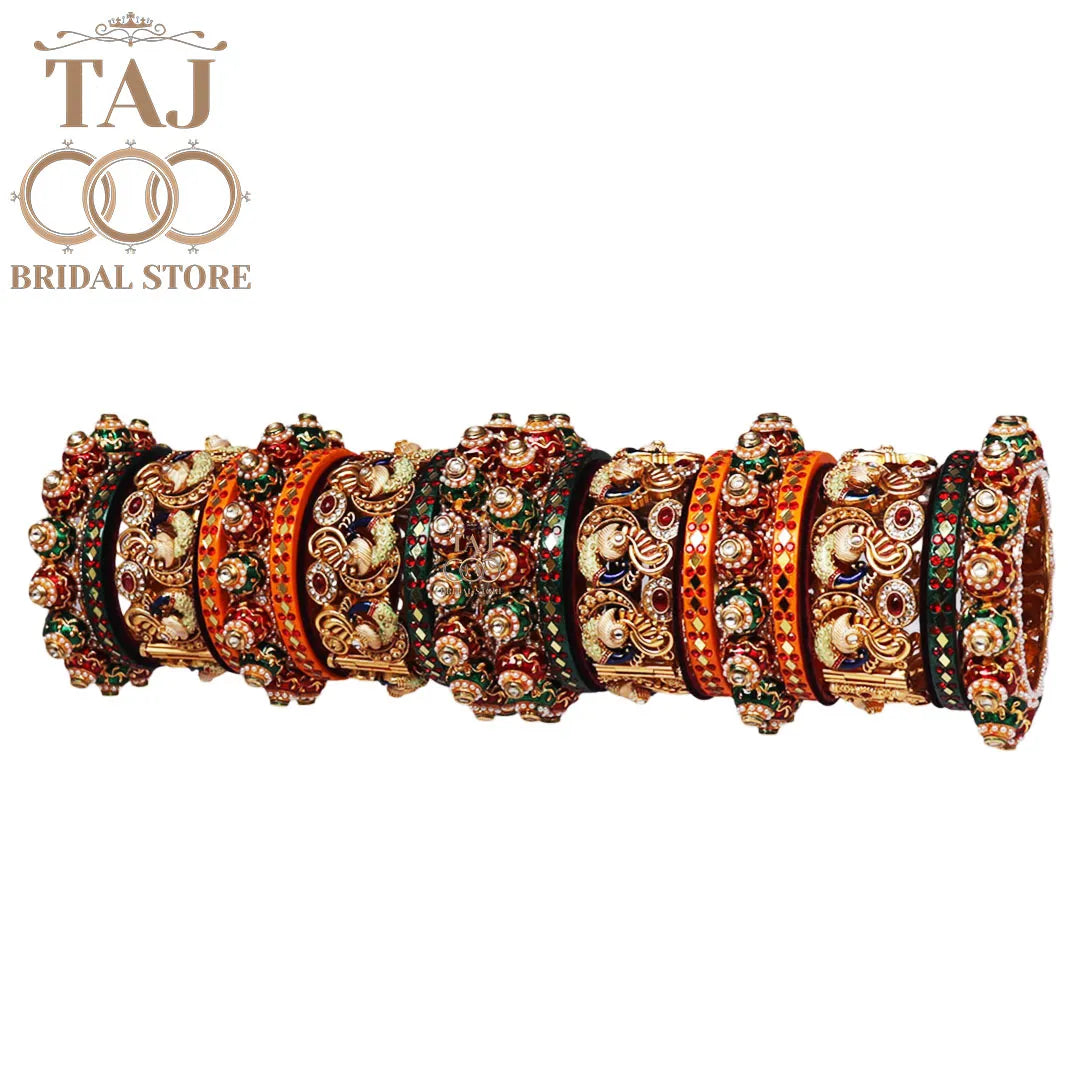 Traditional Rajwadi Bangles with Peacock Motif