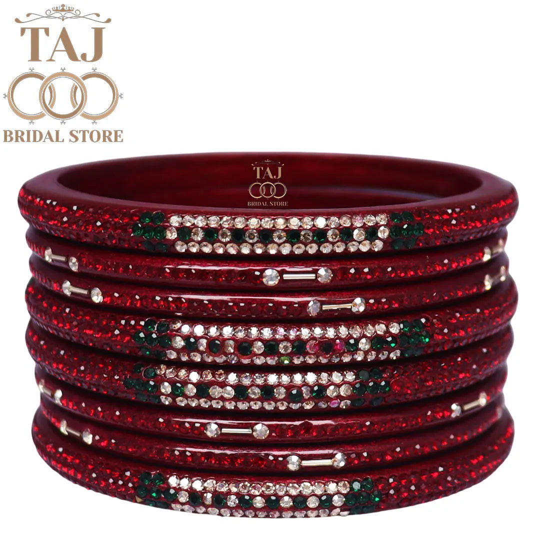 Traditional Lac Short Chura Set With Beautiful Best Rhinestons Design (Set Of 8)