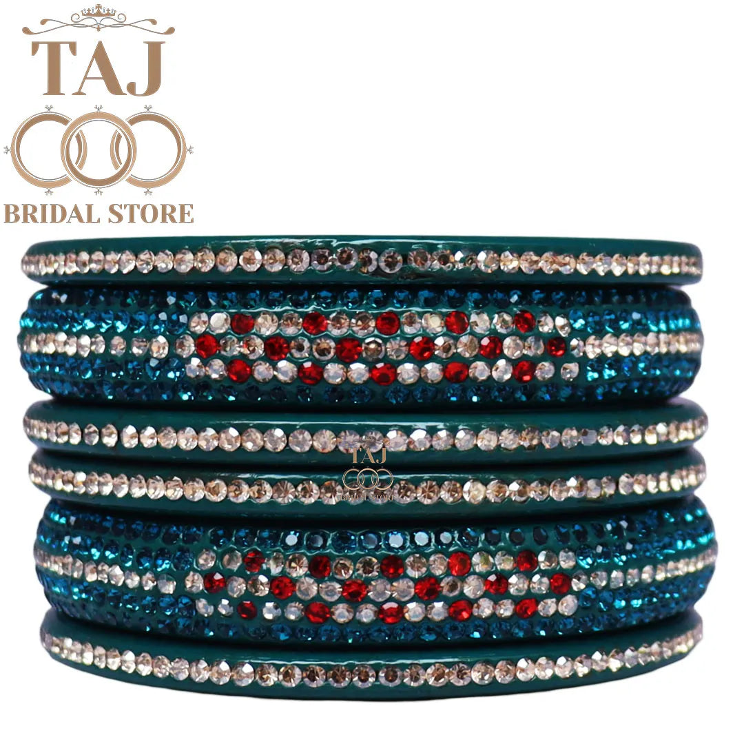 Lac Bangles Chura with Rhinestons Design