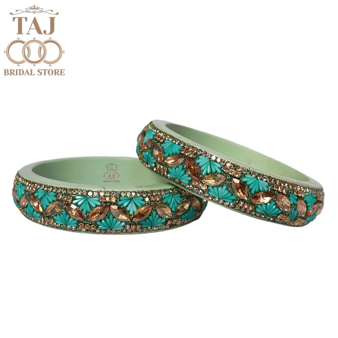 Jaipuri Stylish Lac Kada Bangles in Latest Kundan Rhinestones Design