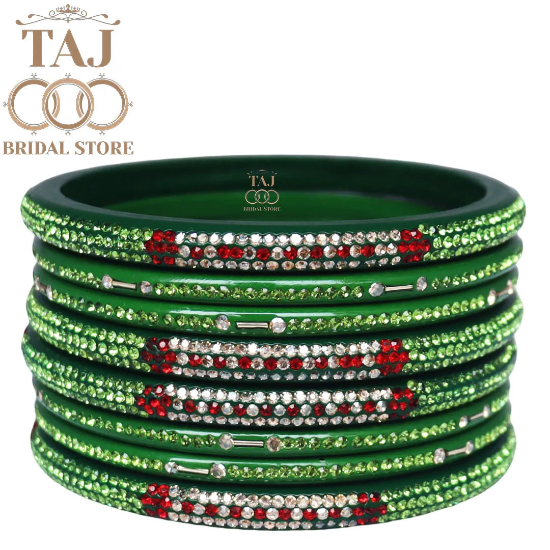 Traditional Lac Short Chura Set With Beautiful Best Rhinestons Design (Set Of 8)