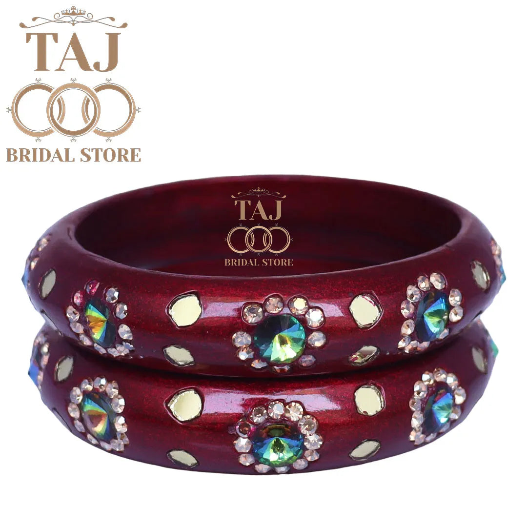 Lac Kada With Beautiful Rhinestone Design (Pack of 2)