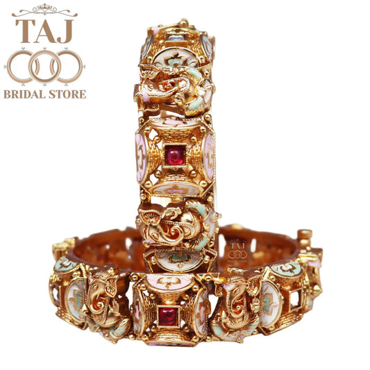 Divine Ganesh Rajwadi Bracelet Set (Set of 2)