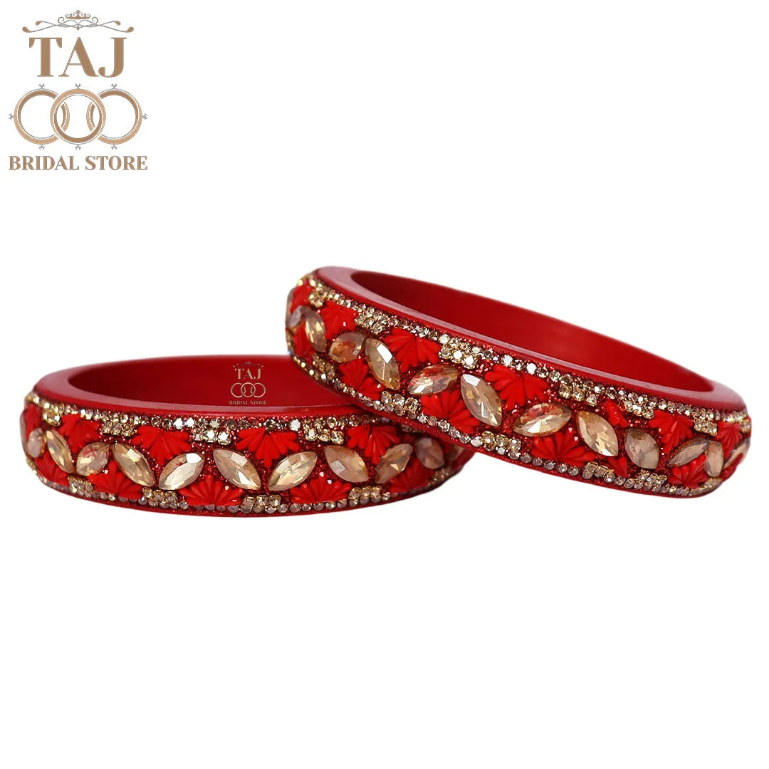 Jaipuri Stylish Lac Kada Bangles in Latest Kundan Rhinestones Design