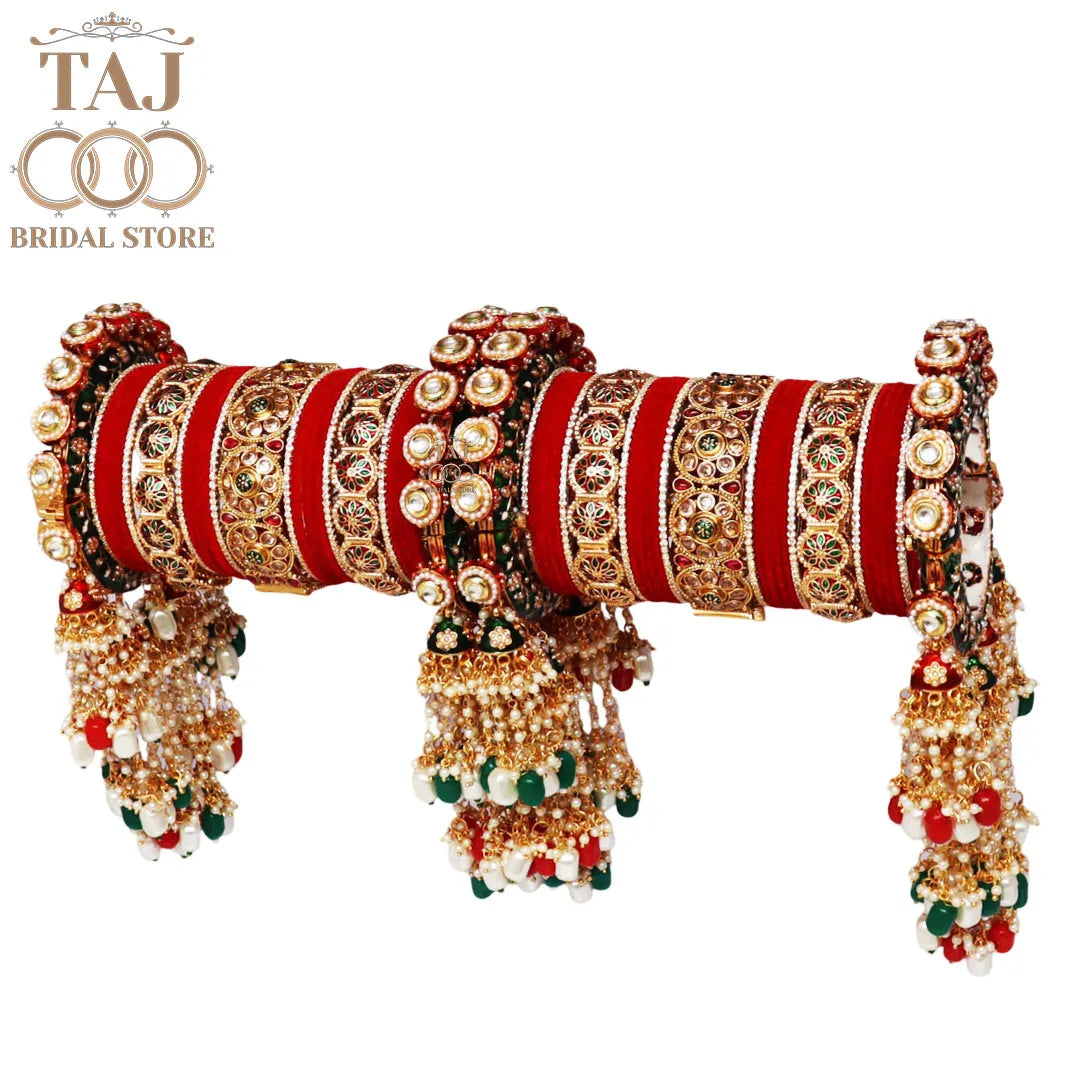 Luxurious Traditional Bangles Set with Latest Heavy Latkan Bangadi