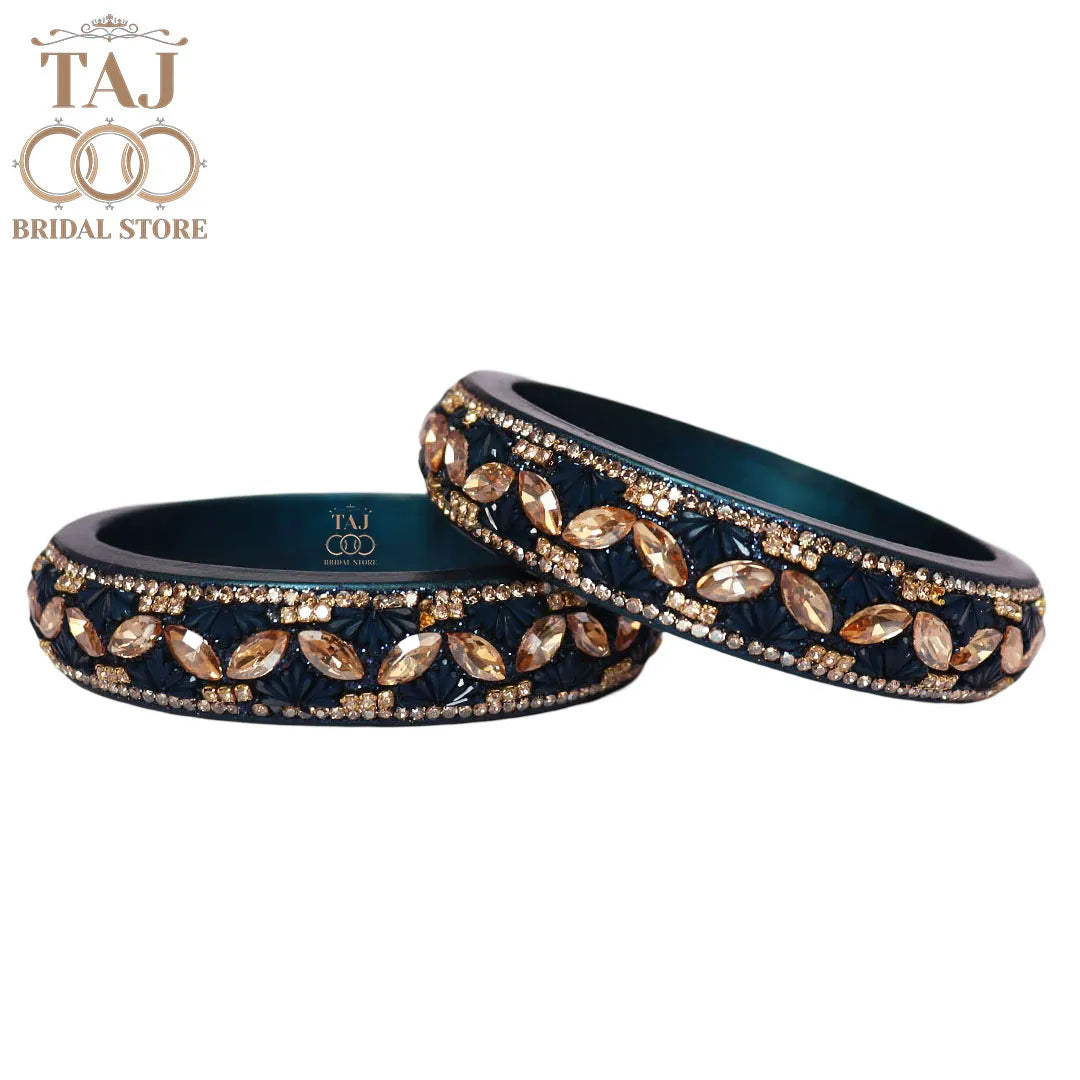 Jaipuri Stylish Lac Kada Bangles in Latest Kundan Rhinestones Design