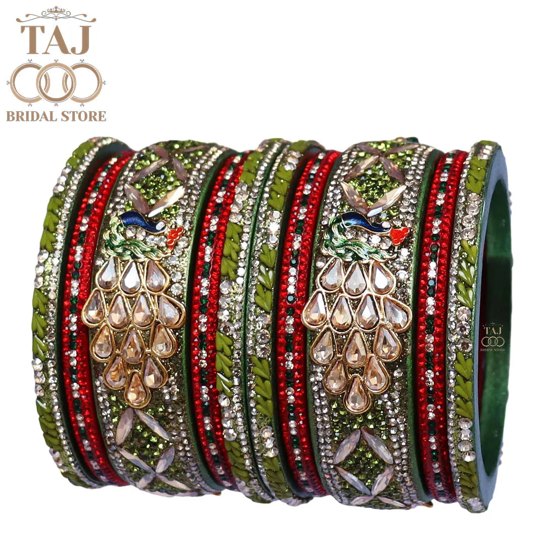 Luxurious Rajasthani Short Lac Bangles Set with Latest Peacock Design