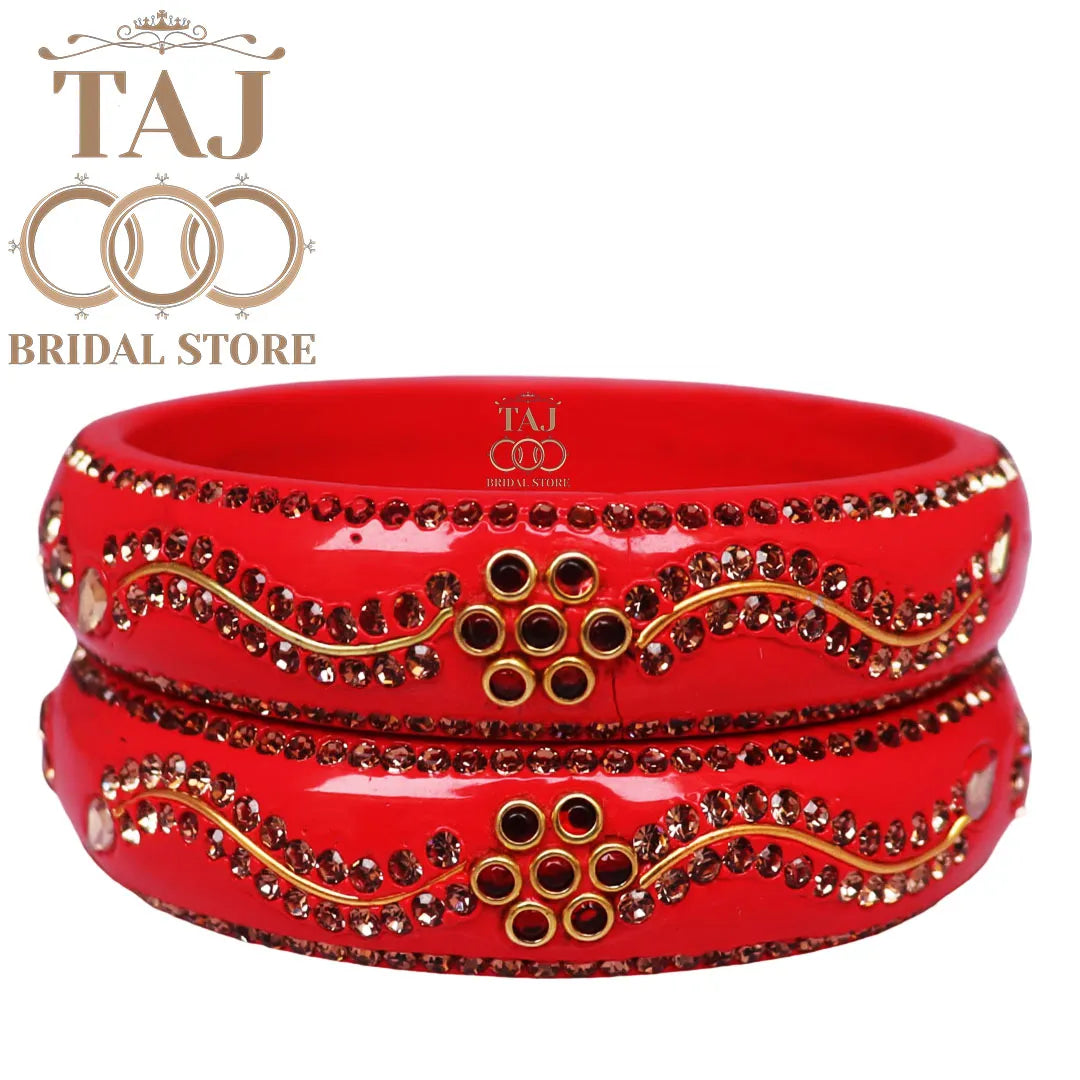 Daily Wear Designer Lac Kada With New Flower And Lace Design (Set Of 2)