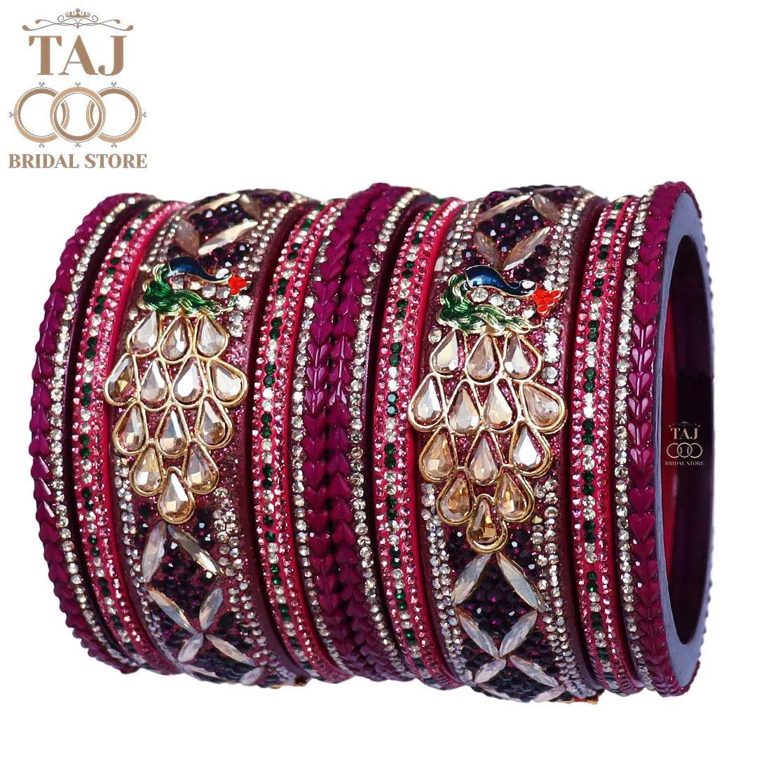 Luxurious Rajasthani Short Lac Bangles Set with Latest Peacock Design