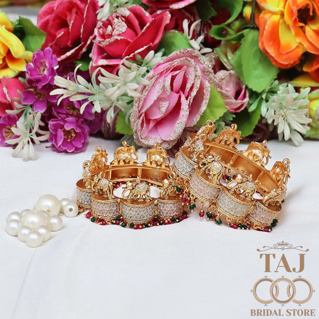 Rajwadi Metal Kada With Beautiful Latest Elephant Design (Pack of 2) Taj Bridal Store