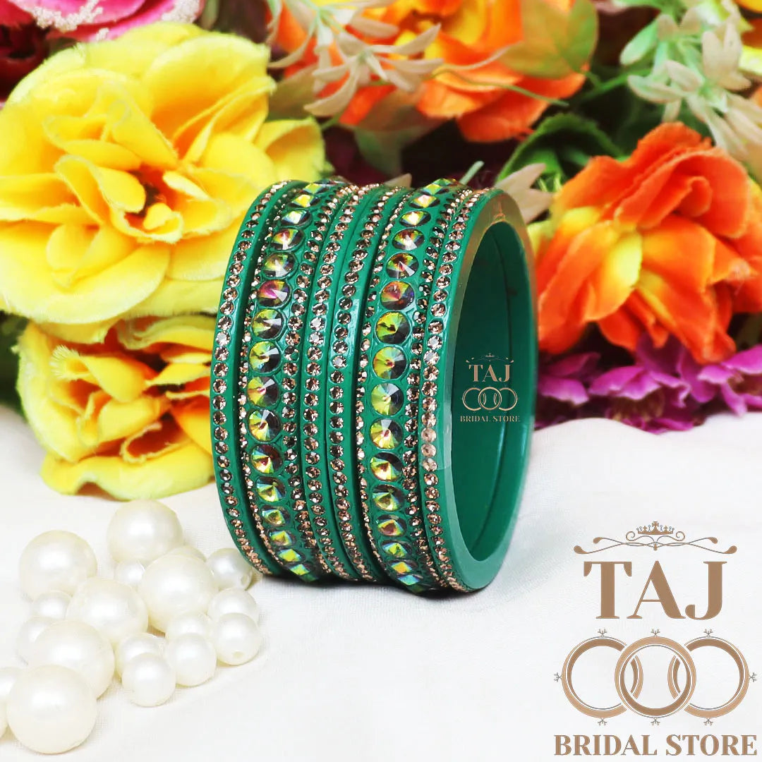 Daily Wear Marwadi Lakh Chura Set With Beautiful RhineStone Design