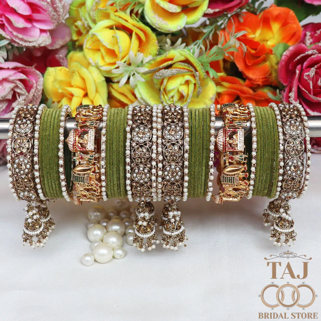 Most Popular Bridal Bangles Set With Beautiful Doli and Elephant Design Kada