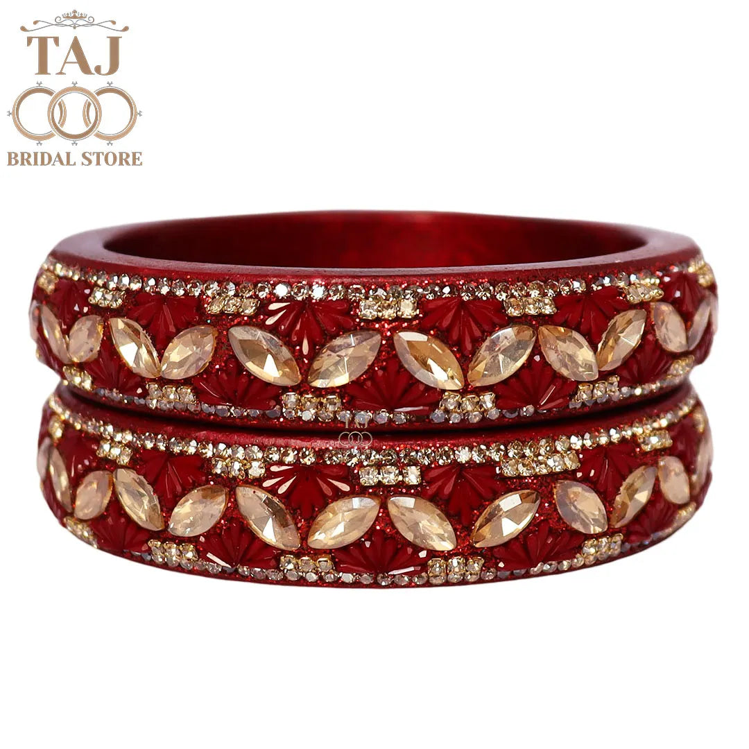 Jaipuri Stylish Lac Kada Bangles in Latest Kundan Rhinestones Design