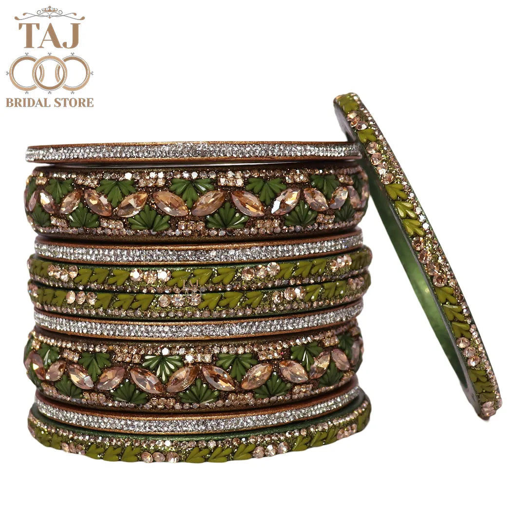 Women's Rajasthani Short Lac Bangles Set With Latest Kundan Design