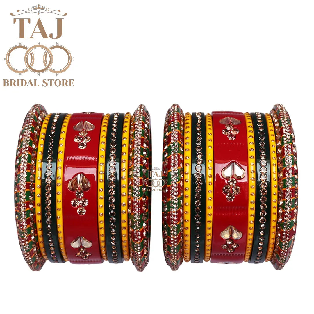 Rajasthani Lakh Chura With Beautiful Kundan and Rhinestones Design