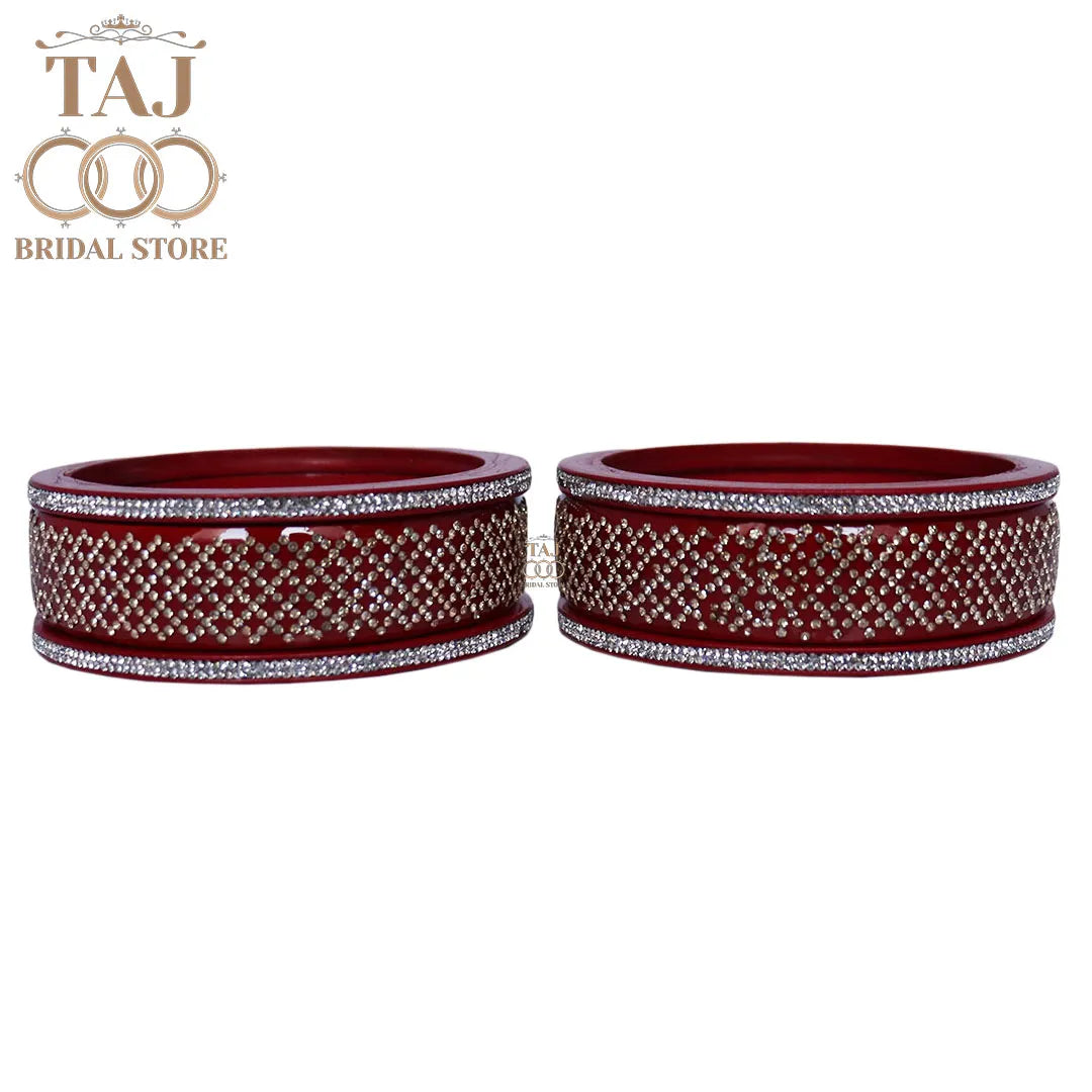 Premium Jaipuri Short Lac Bangles Set with Best Rhinestones Design