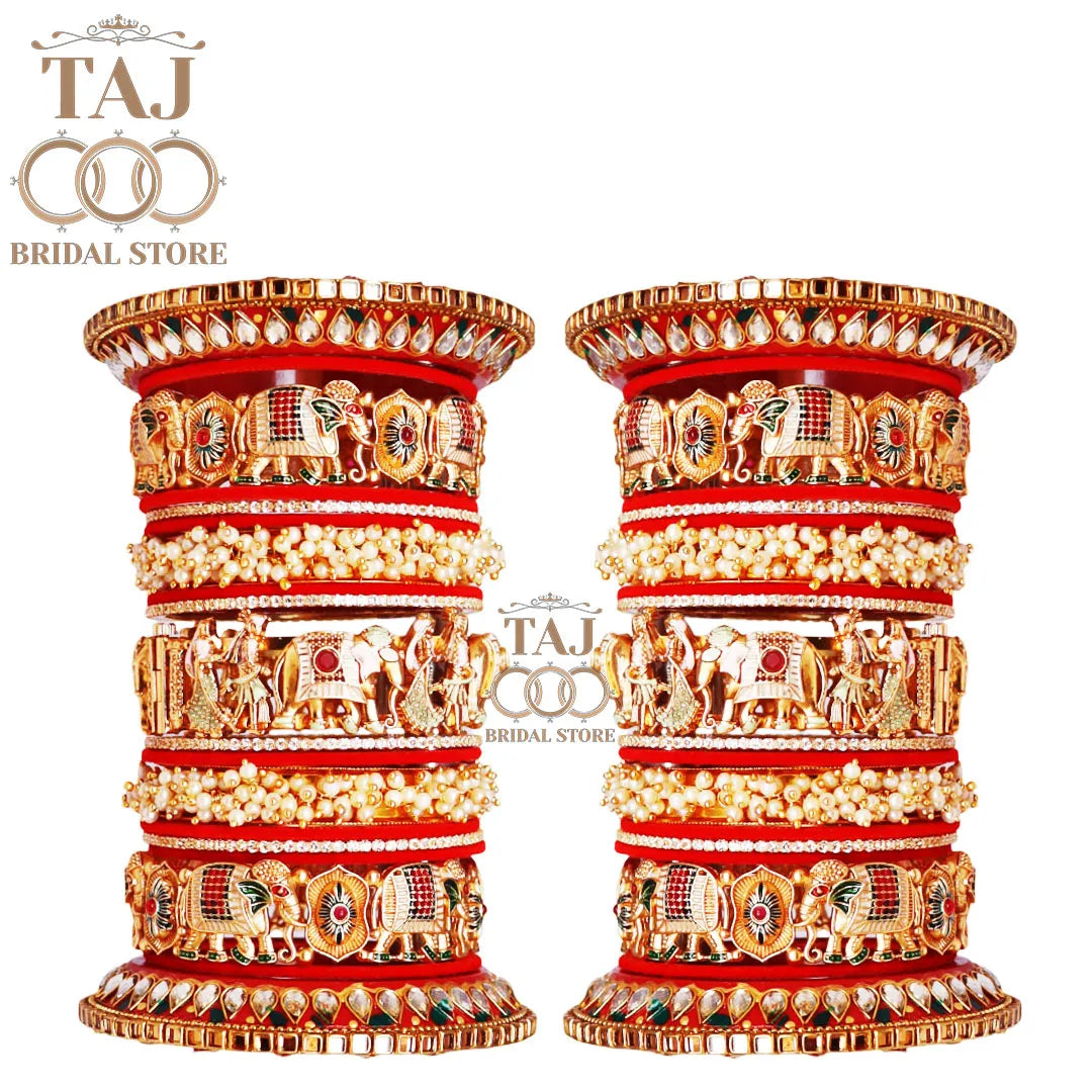Premium Dulhan Bangles Set with Beautiful Elephant Motifs