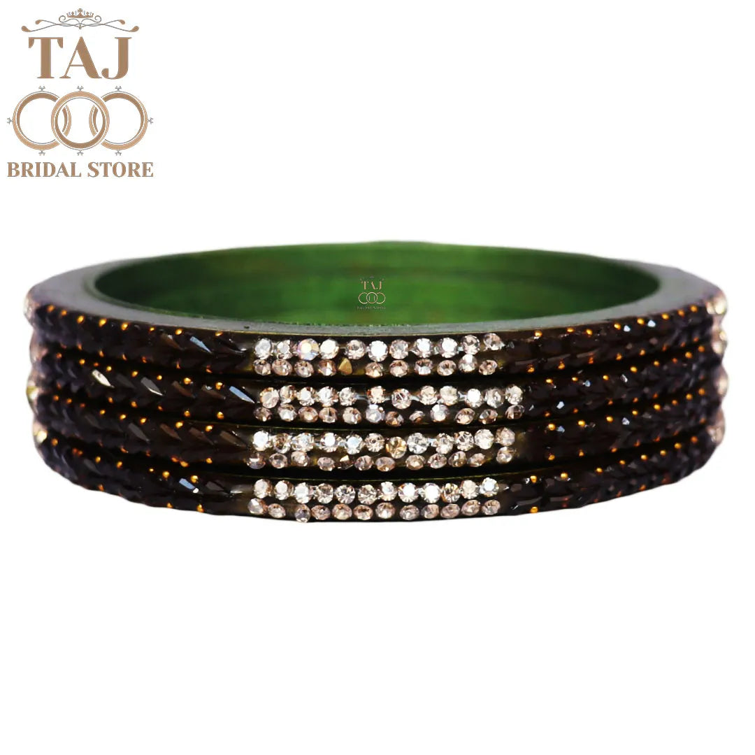 Rajasthani Lac Bangles With Beautiful Traditional Rhinestons Design