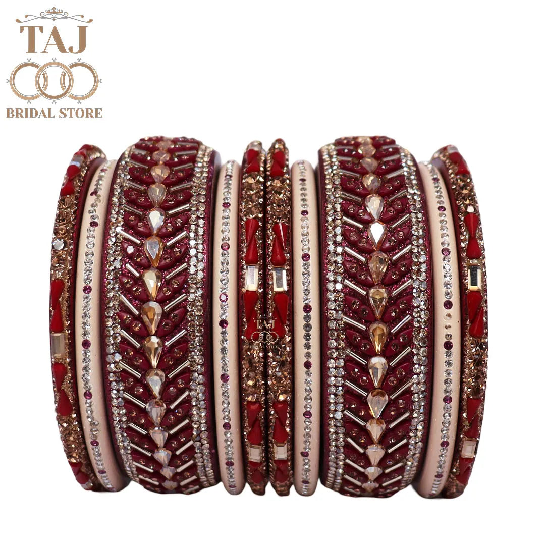 Women Lac Short Bangles Set With Latest Kundan Rhinestones Design