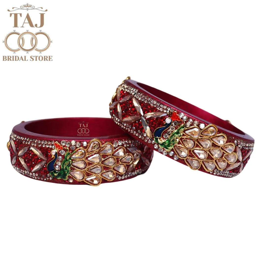 Premium Jaipuri Lac Kada Bangles Set with Latest Peacock Design