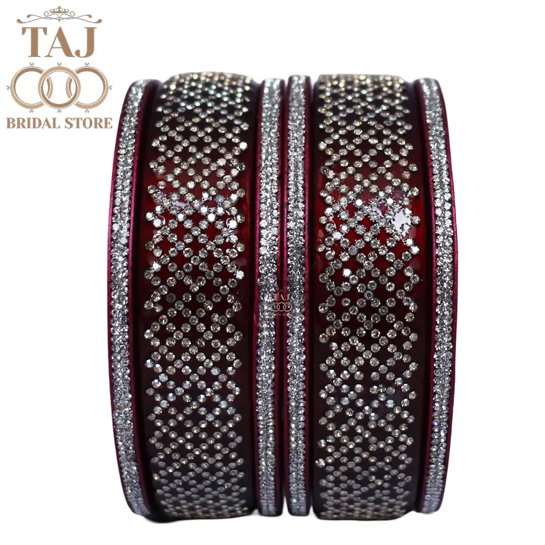 Premium Jaipuri Short Lac Bangles Set with Best Rhinestones Design