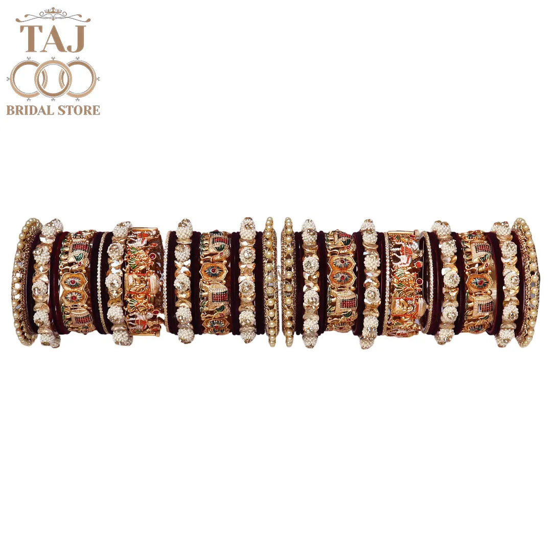 Luxurious Stylish Wedding Bangles Set With Beautiful Doli-Barat Design