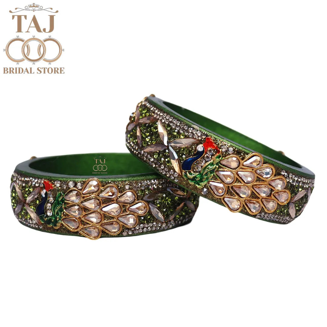 Premium Jaipuri Lac Kada Bangles Set with Latest Peacock Design