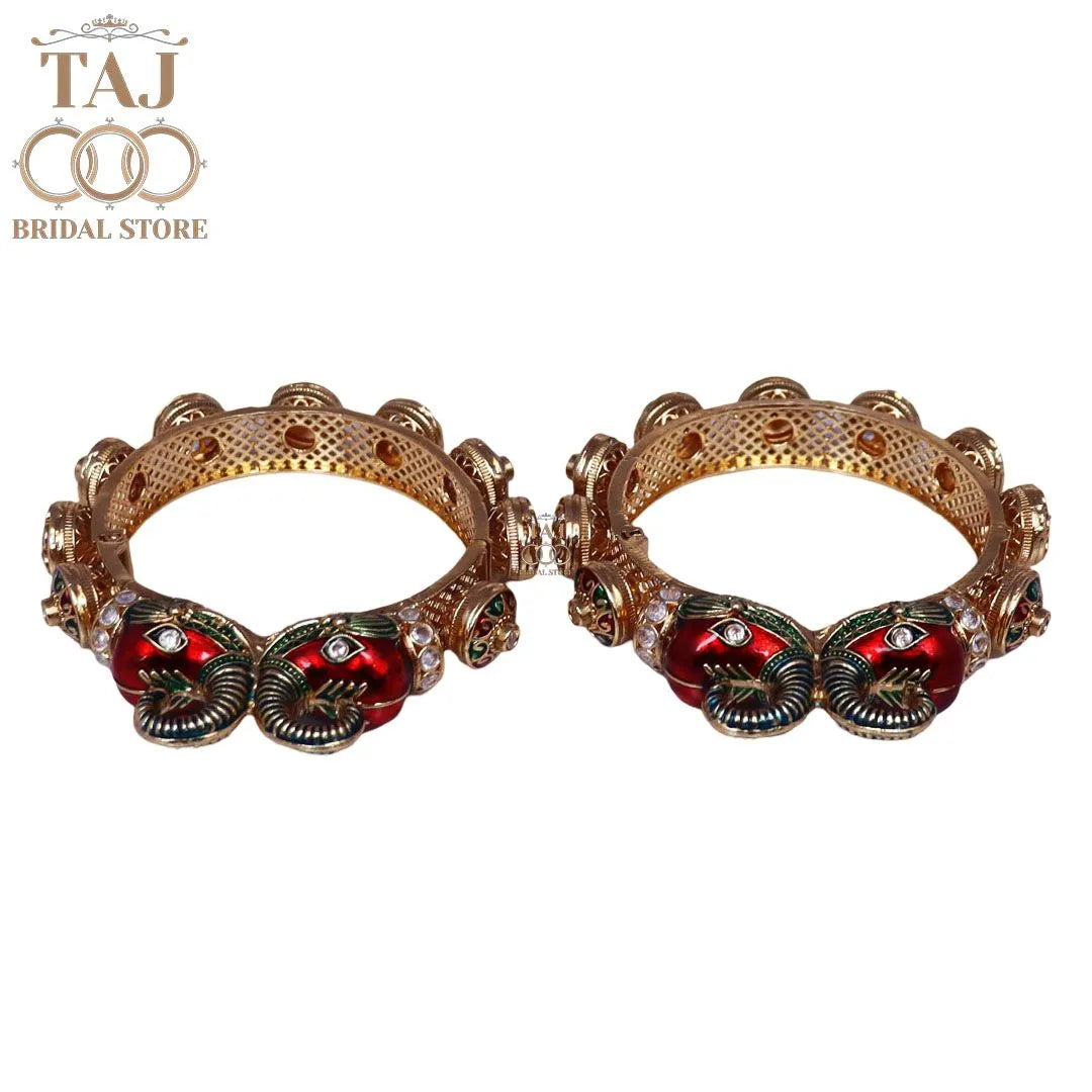Luxurious Rajwadi Metal Kada with New Traditional Elephant Motifs