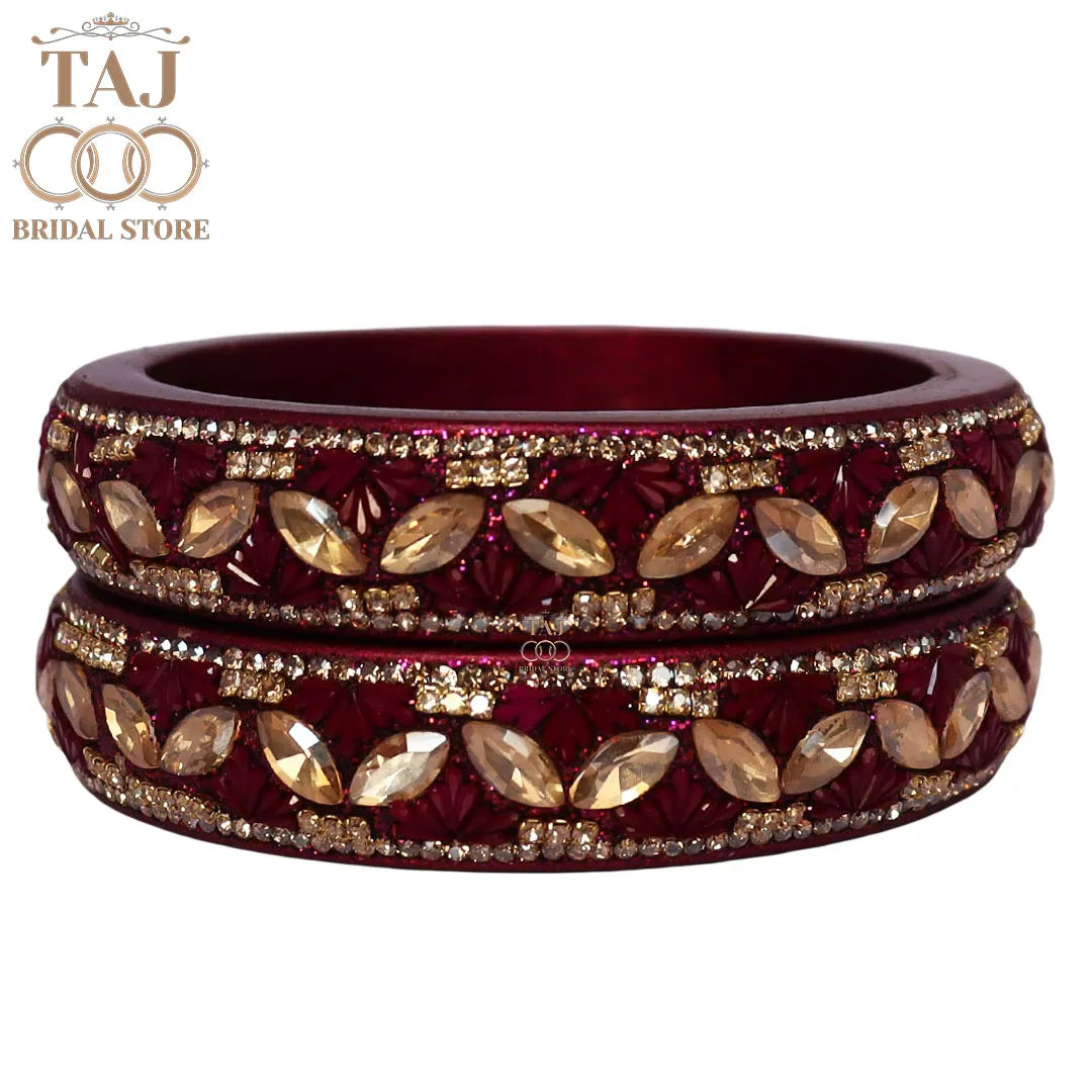 Jaipuri Stylish Lac Kada Bangles in Latest Kundan Rhinestones Design