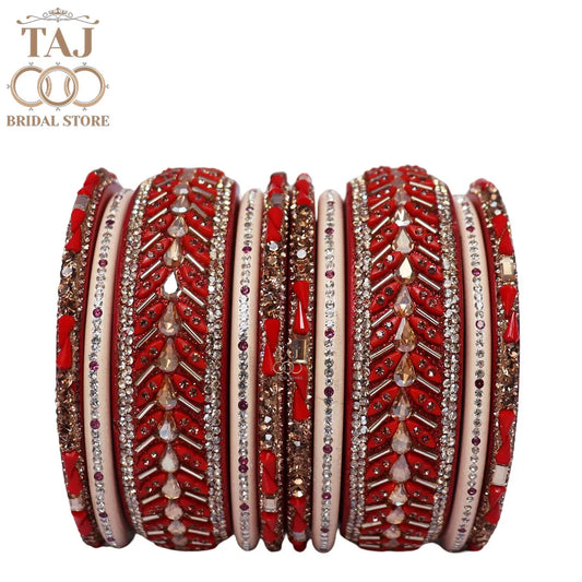 Women Lac Short Bangles Set With Latest Kundan Rhinestones Design